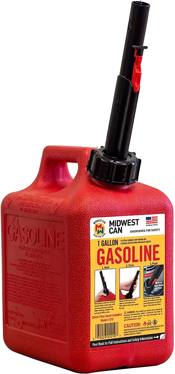 Gas Can: 1 Gal Capacity, Self, Red Gas Can: 1 Gal Capacity, Self, Red